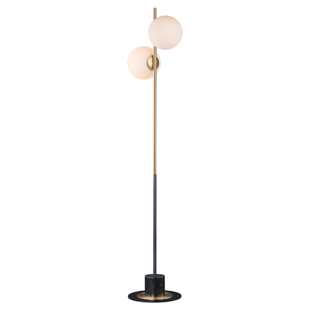 MAXIM Vesper 2-Light 7.75" Wide Satin Brass / Black Floor Lamp 26039SWSBRBK